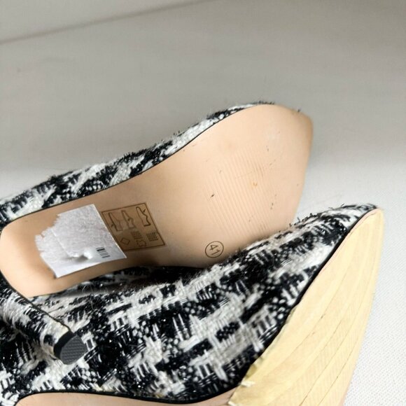 TOPSHOP Black White Plaid Tweed Classic Heels 41 (10.5) - Picture 6 of 7